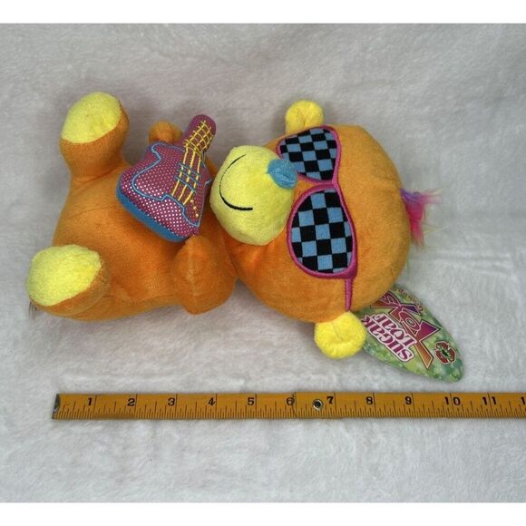 Sugar Loaf Orange Plush Animal Rock Guitar Checkered Glasses 10" Toy Stuffed - Picture 4 of 6